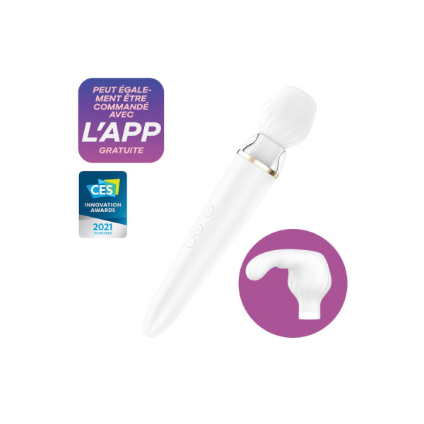 Double wand blanc connecté USB Double Wand-er Satisfyer 